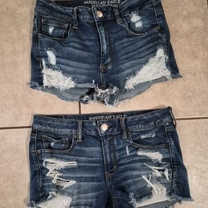 2 Pairs Of American Eagle Womens Shorts, Both High Rise Super Stretch Size 8